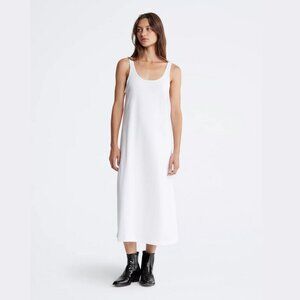 Calvin Klein Modern Cotton Tank Midi Dress Bright White Small New With Tags $70